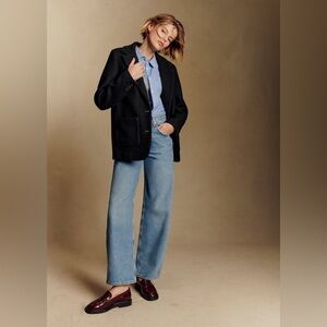 Sézane Jack Wool Blazer Jacket Coat Black Size M Tailored Classic French Chic